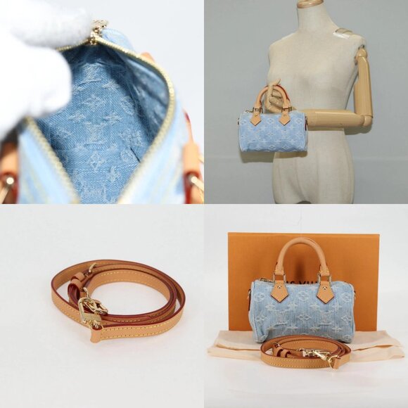 LOUIS VUITTON Monogram Denim Nano Speedy Hand Bag Blue M11212 LV Auth 125482SM - Picture 15 of 15